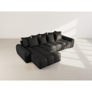 Adelaide - canapé d'angle réversible 4 places en tissu texturé - Noir