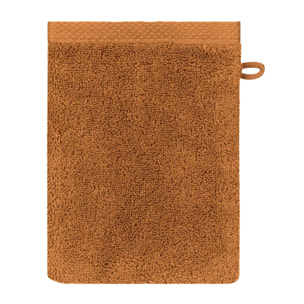 Gant de toilette pur coton 550 g/m² uni orange Elea rouille