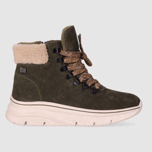 Botines de Serraje - Kaki - Tacón: Bajo