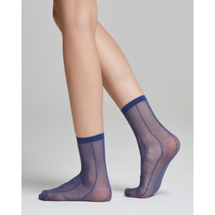 Calzino velato Peonia con righe verticali