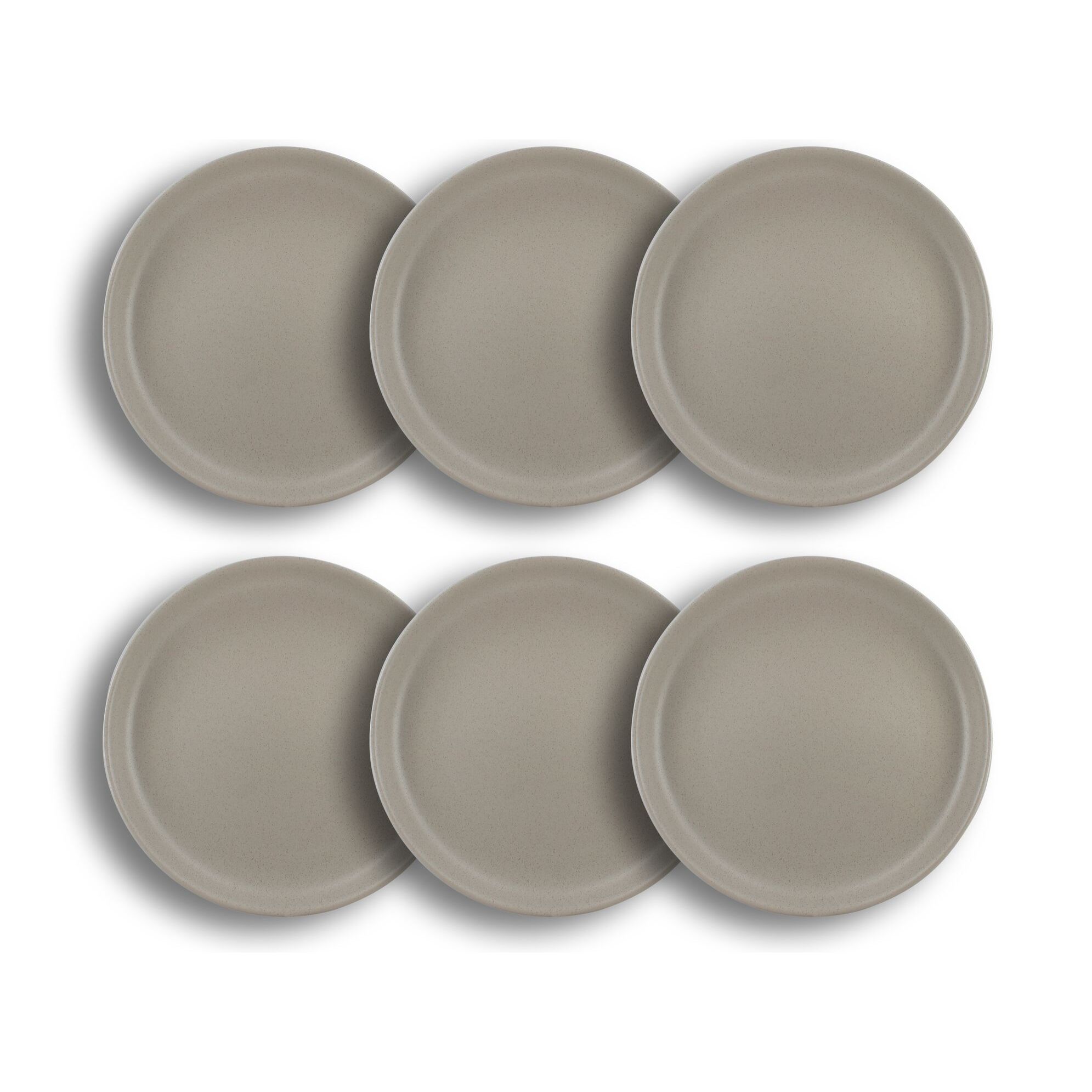 Lot de 6 assiettes plates gris en grès 27cm  ARITA