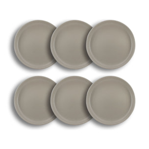 Lot de 6 assiettes plates gris en grès 27cm  ARITA