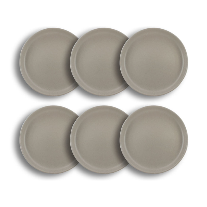 Lot de 6 assiettes plates gris en grès 27cm  ARITA