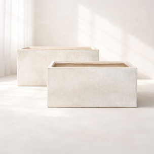 Set de 2 pots rectangulaire en terre d'argile  LAGOS