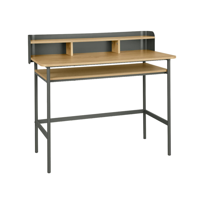 Bureau métal et décor bois 3 niches MOLTO