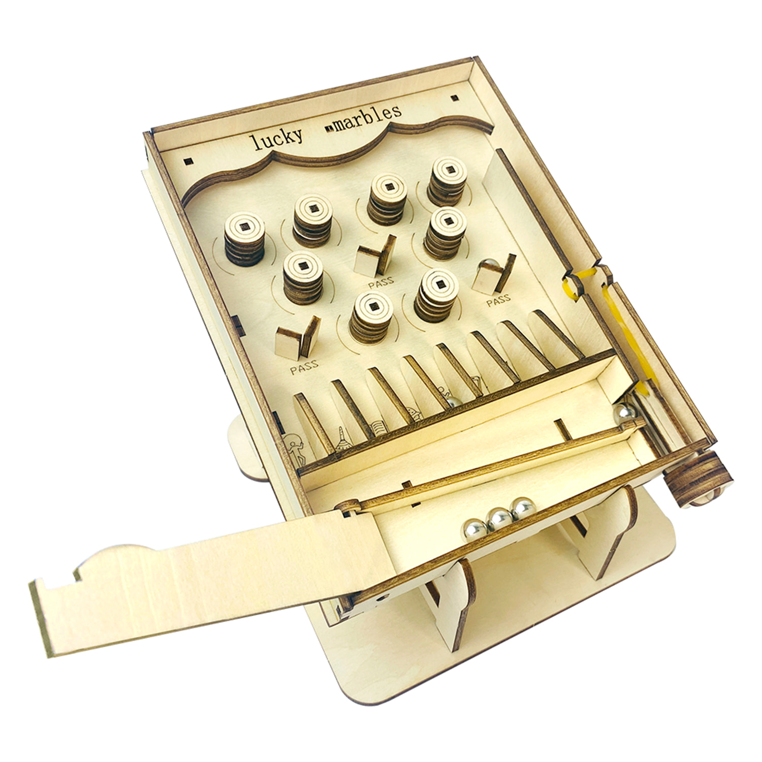 Modello in Legno 3D, con movimento meccanico design di gioco delle marbles. 50 pezzi.