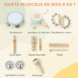 Set d'instruments de musique enfant en bois total 12 pièces
