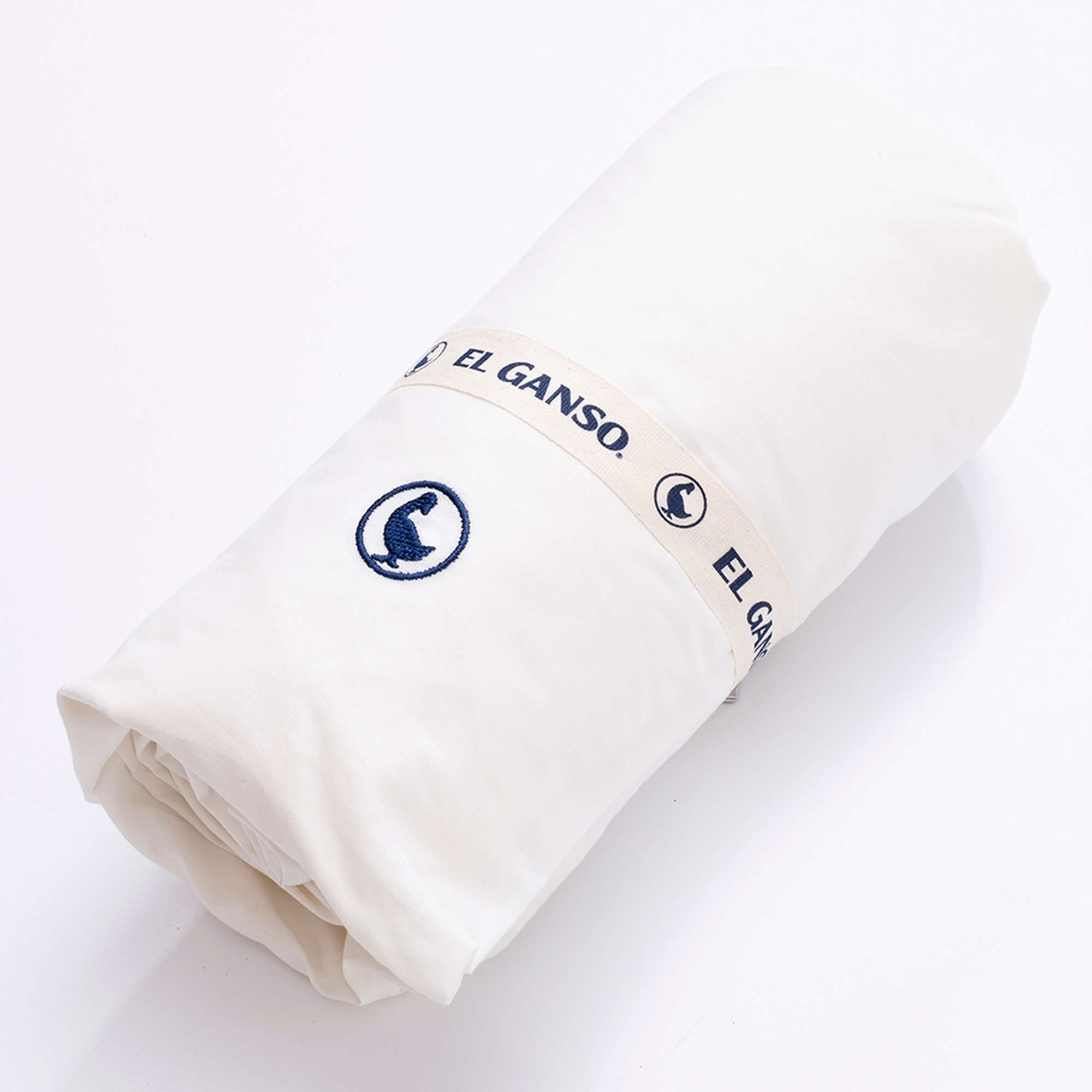 Sábana bajera 100% algodón 180tc color blanco logo bordado el ganso