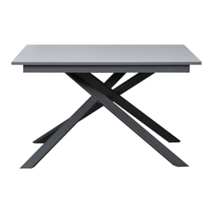 Table extensible 90x160/220 cm Ganty Gris Béton bande de chante en teinte cadre Anthracite