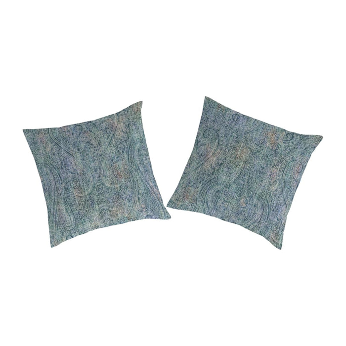 2 Fundas de almohada YANDEL azul/verde 65x65 cm - 100% algodón -