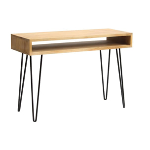 Bureau avec rangement en bois manguier massif et métal noir L116 cm VIBES