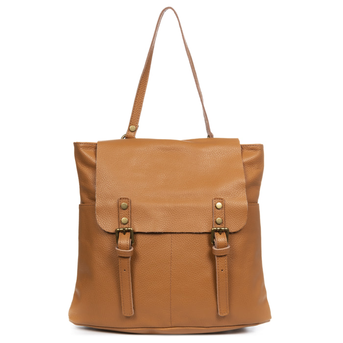 FIRENZE ARTEGIANI Amatre Borsa zaino da donna. Dollaro vera pelle Made in Italy 36x15x32 Cm. Colore: pelle