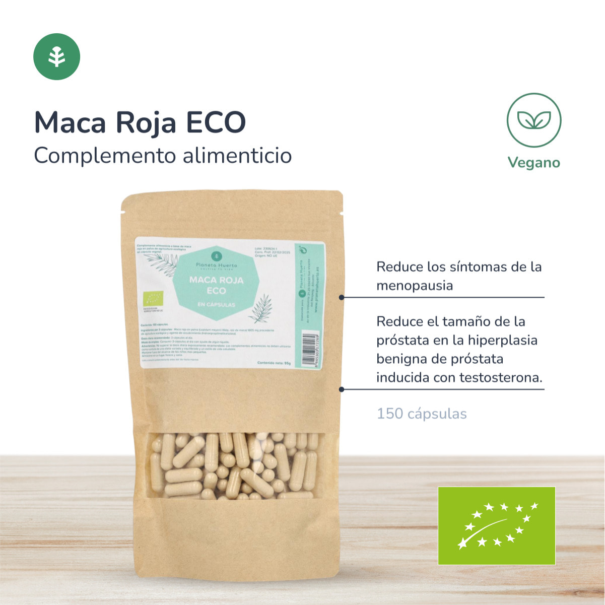 Maca Roja BIO Planeta Huerto 150 cápsulas