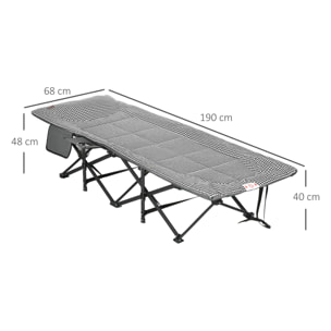 Lit de camp pliable portable design sac de transport matelas intégré motif pied-de-poule noir blanc