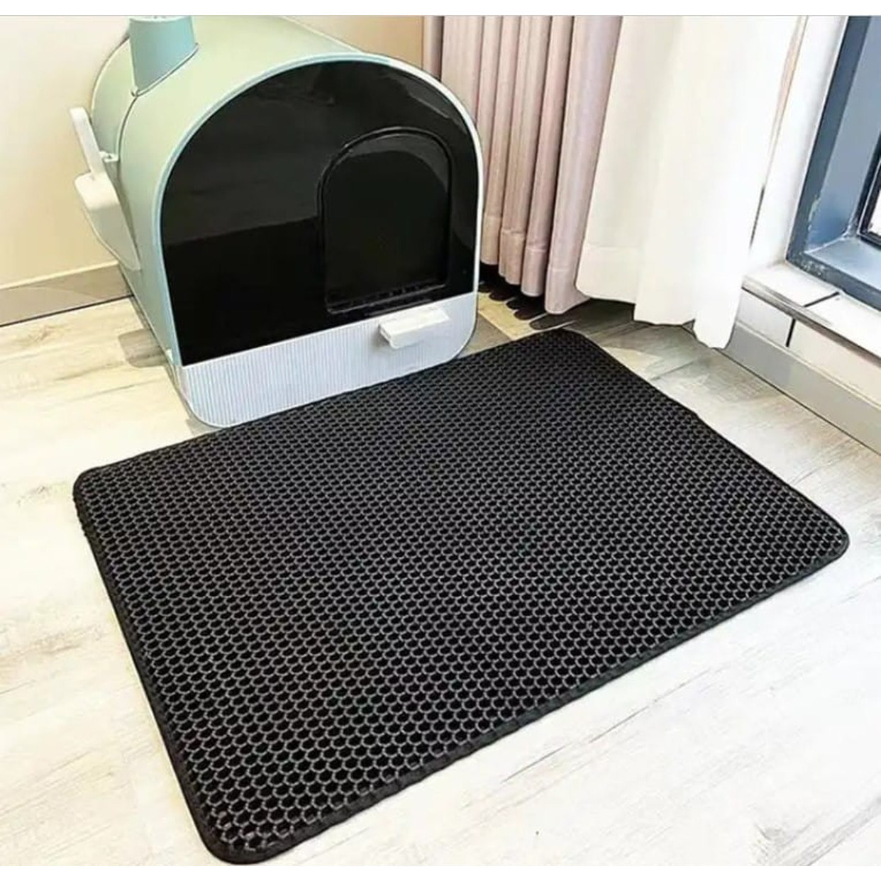 Tappetino per lettiera gatto Oskar a doppio strato nero