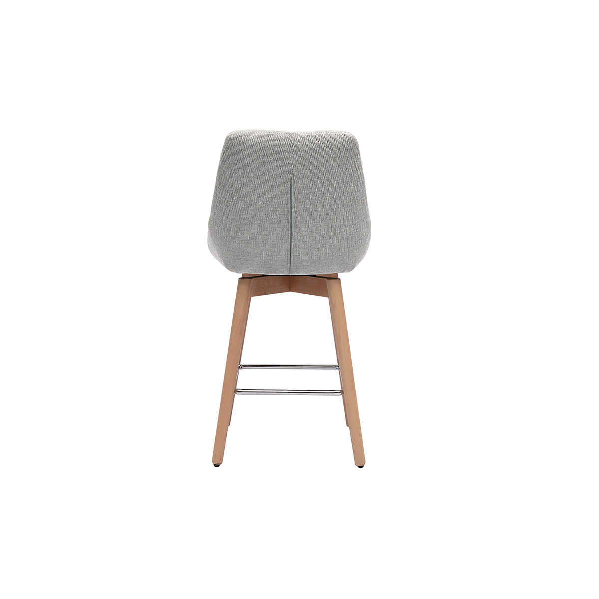 Tabourets de bar scandinaves pivotants 360° en tissu effet velours texturé gris clair et bois clair H65 cm (lot de 2) ALESS