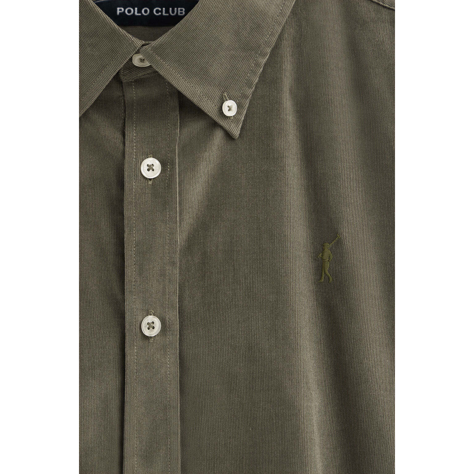 Camicia verde militare in velluto a coste con logo Rigby Go