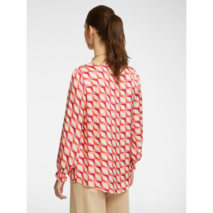 Elena Mirò - Blusa dalla stampa geometrica - Rosso