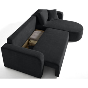 Miro - canapé d'angle réversible - 4 places - convertible avec coffre - en velours texturé - Gris Anthracite
