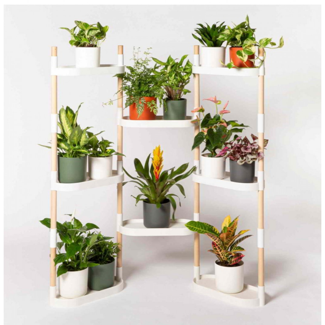 Estantería para plantas modular y personalizable con riego automático por goteo ; color blanco; 8 bandejas