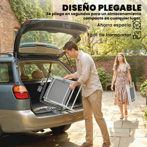 Pack de 4 Sillas de Camping Plegables, Sillas de Jardín Exterior con Respaldo Alto y Reposabrazos, Tela Textilene Transpirable y Marco de Acero para Terraza, Playa, 58x62x97 cm, Gris Claro