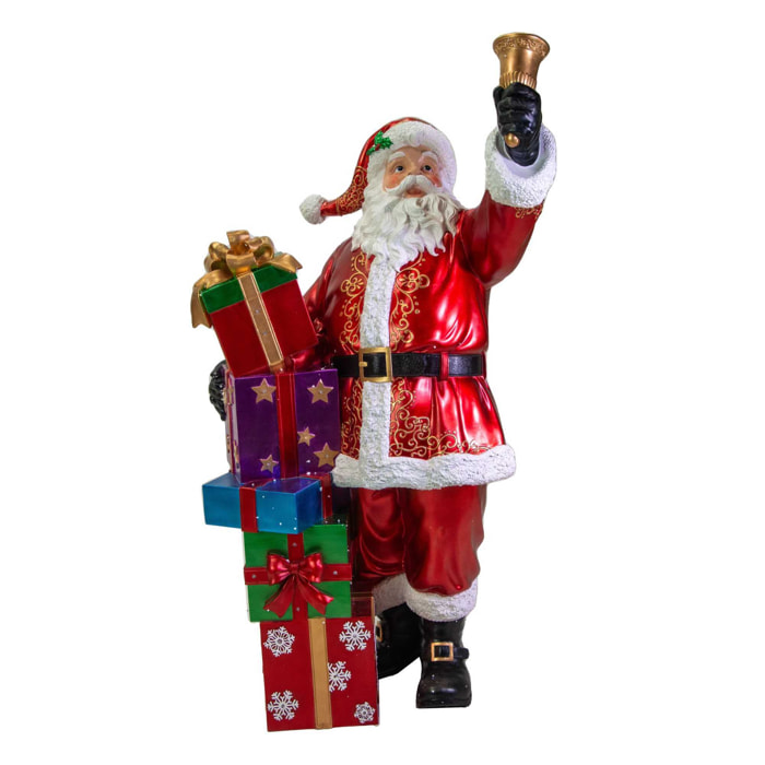 Babbo natale in resina con regali e led rosso cm90x60h152
