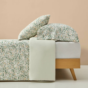 Funda nórdica hojas Pra color verde 100% Algodón percal