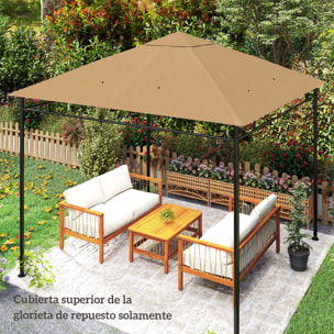 Outsunny Techo de Repuesto para Cenador, 3x3 m, Cubierta de Repuesto con 8 Orificios de Drenaje, Ventilación y Protección UV, SOLO Toldo de Recambio para Pabellón Gazebo, Beige