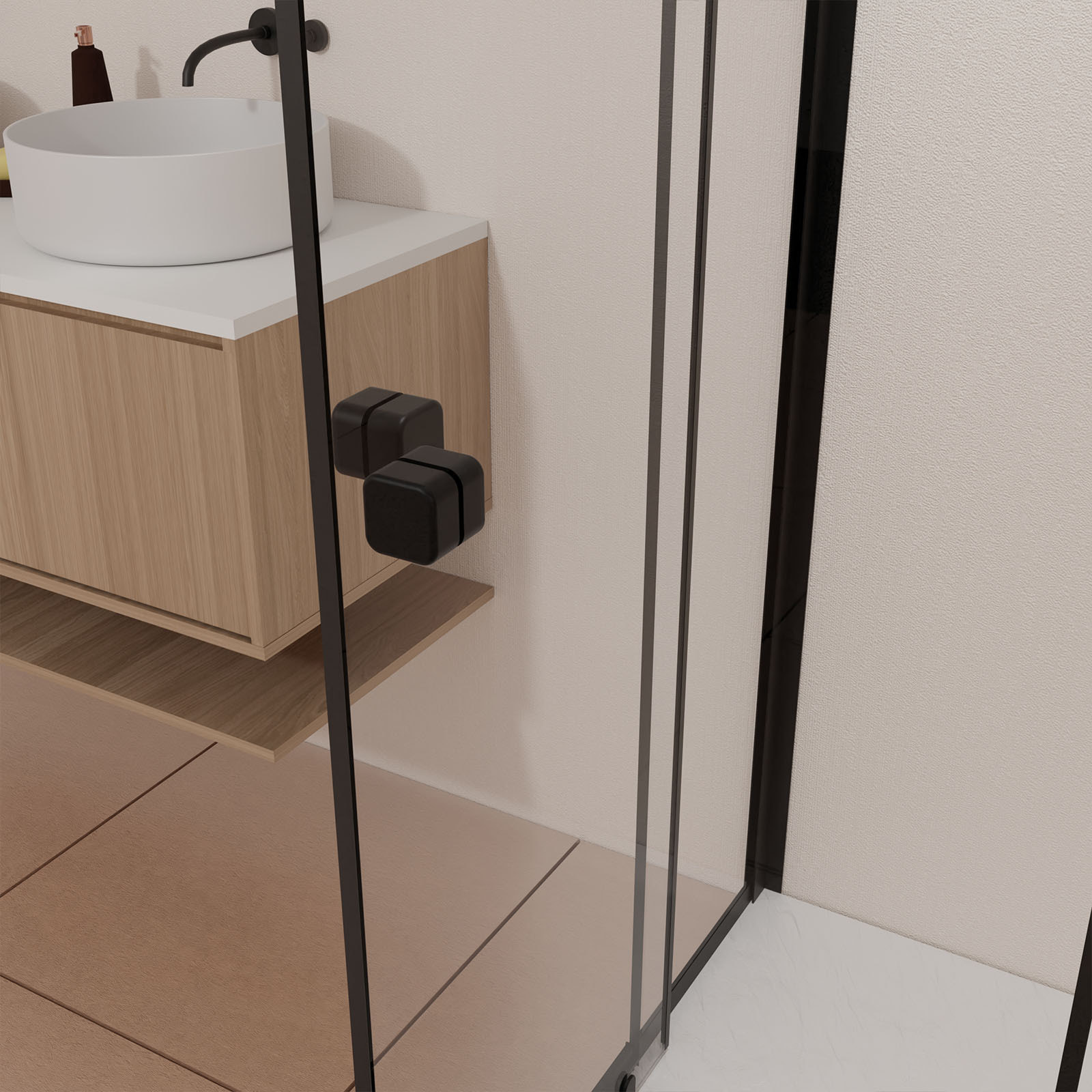 Ensemble portes de douche coulissantes extensibles Noir 80/90x185cm - BLACK SLIDE 80-90