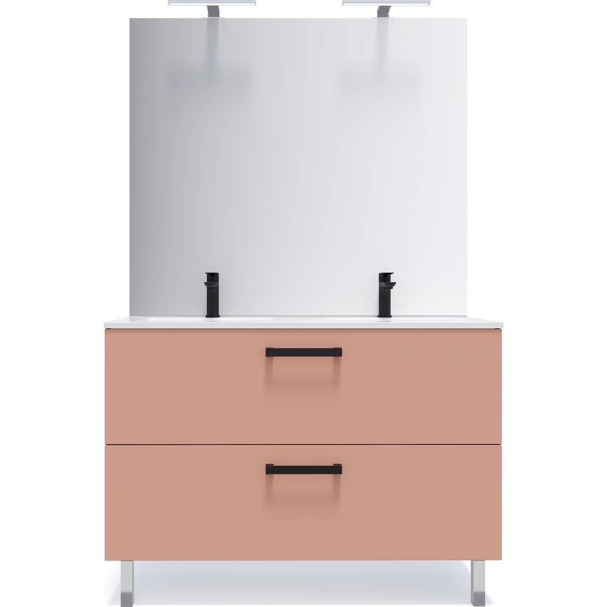 Meuble salle de bain double vasque 2 tiroirs - CHELSEA