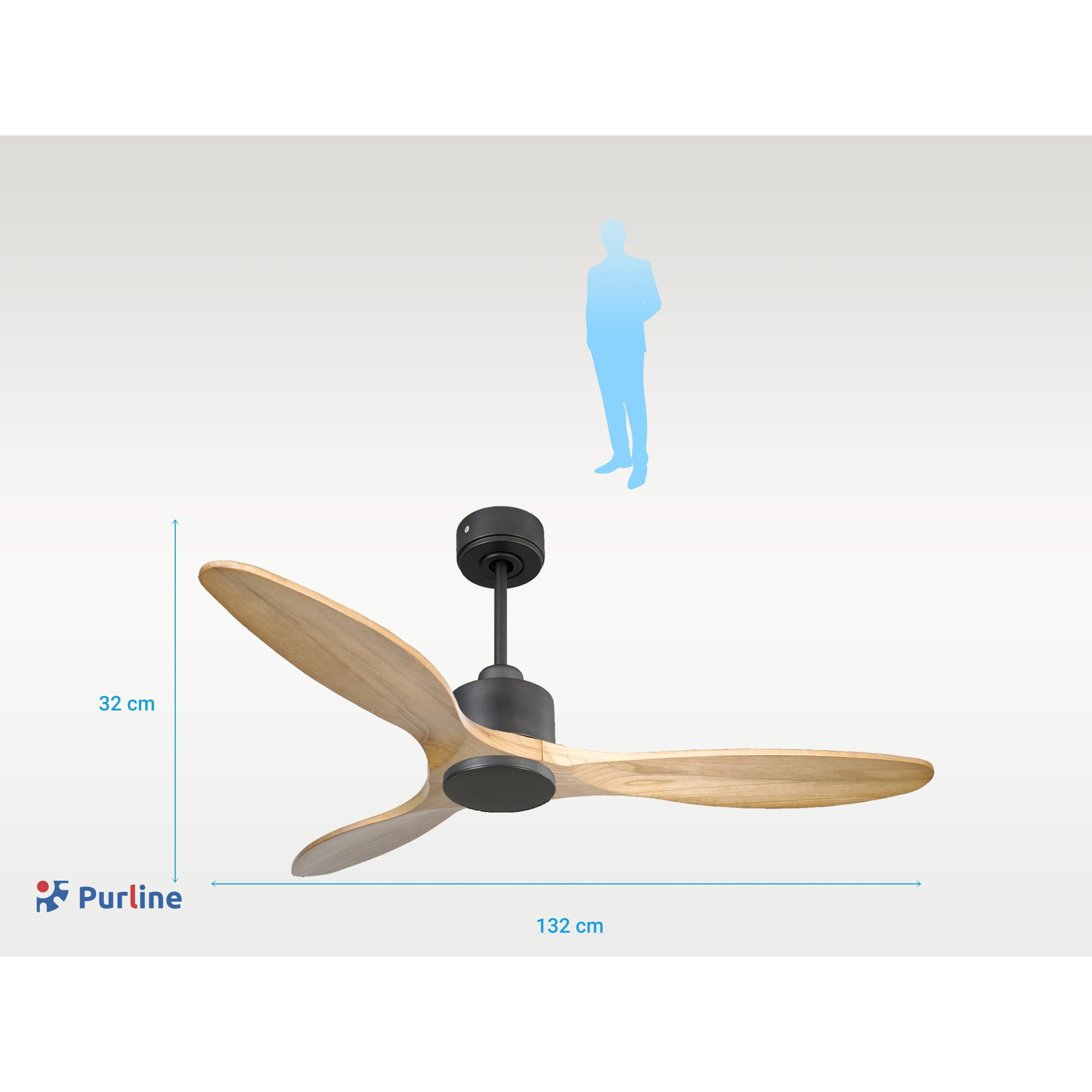 Ventilador de techo Reversible Termostato Wifi Motor DC Techos Inclinados Mando a Distancia Hypersilence Memoria SalamisD132C0367815 PURLINE