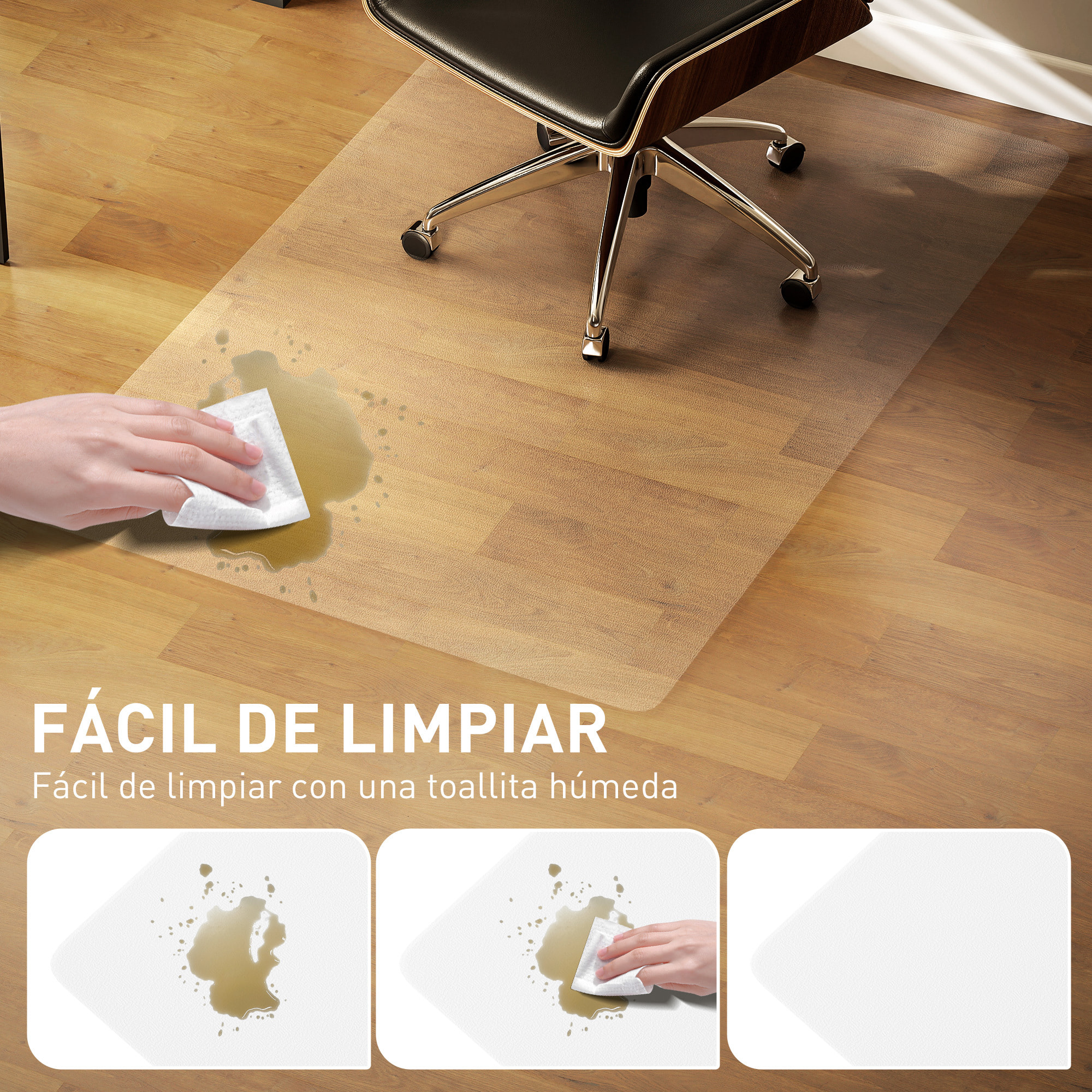 Alfombrilla Protectora para Suelos 100x150 cm Alfombra para Silla de Escritorio para Oficinas para el Hogar Transparente