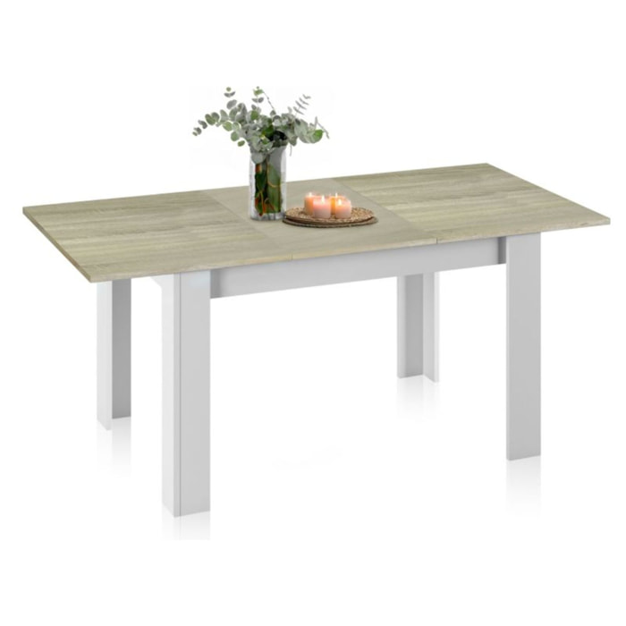 Mesa de comedor extensible Danna Blanco Artik (Blanco Mate) – Roble Alaska