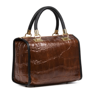 Catena Borsa tote Donna.Pelle autentica Camoscio Inciso Coccodrillo Grande