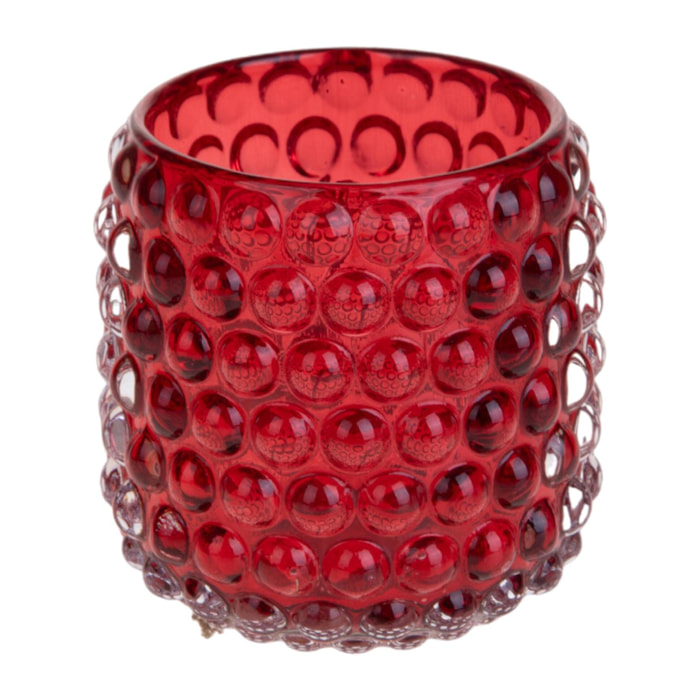 Porta Candela Bubble - Pezzi 6 - Colore Rosso - 9x9Hx9cm - Bianchi Dino