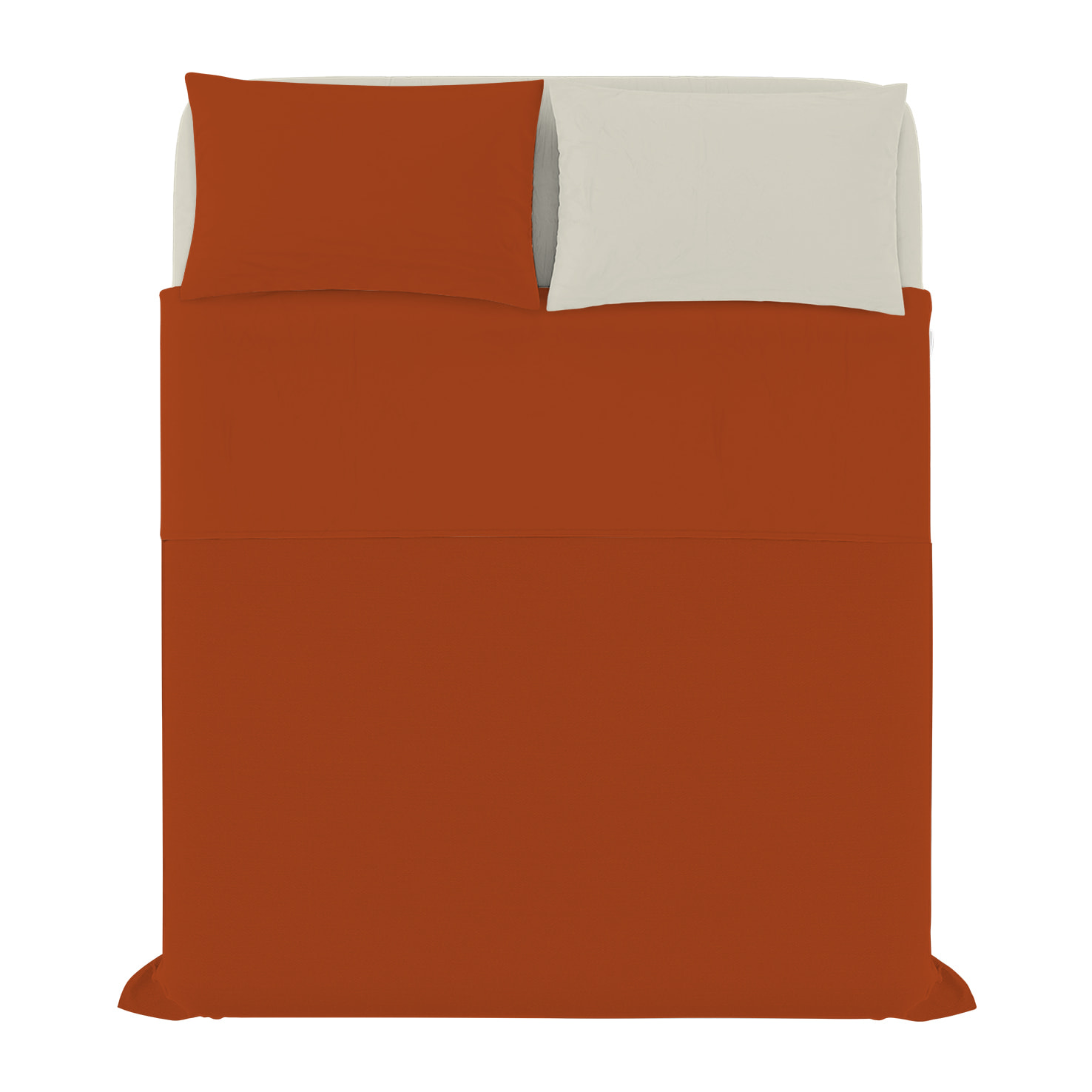 COMPLETO LETTO NATURAL COLOR, 100% Cotone, Made in Italy - TERRA/PANNA