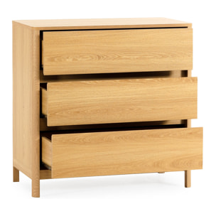 Cómoda de noche Nassau 3 cajones efecto Roble