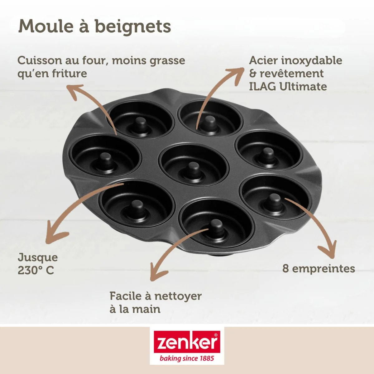 Moule pour 8 beignets au four 33 Zenker Black Metallic