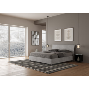 Lit sans sommier 160x200 tête de lit inclinée gris béton Demas