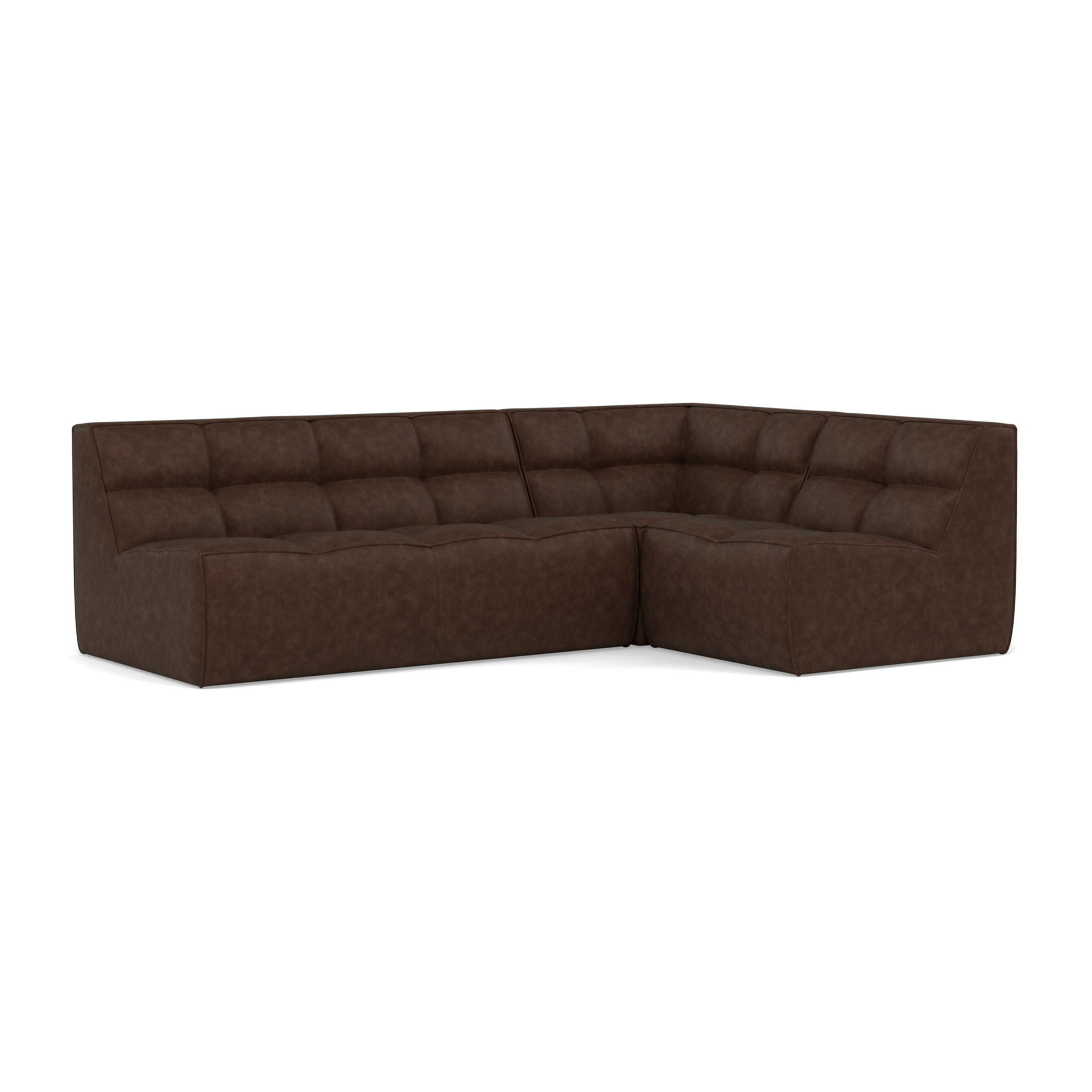 Alya - canapé modulable d'angle réversible 4 places en simili - Marron