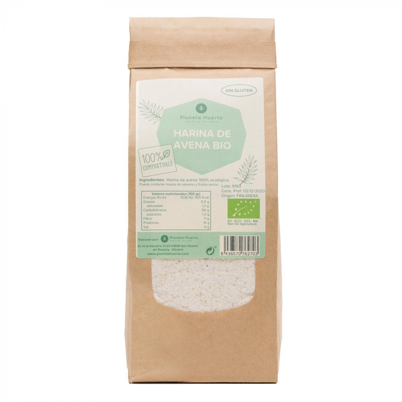 PLANETA HUERTO | Harina de Avena Sin Gluten ECO 1 kg - Ecológica, Natural y Perfecta para Recetas Saludables