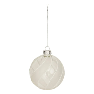 Boule verre torsade D.8cm blanc