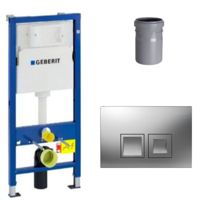 Ensemble bati-support Geberit Duofix UP100 + reservoir pour WC 112 cm + Plaque DELTA50 + Manchon de raccordement (458.103.00.1-2