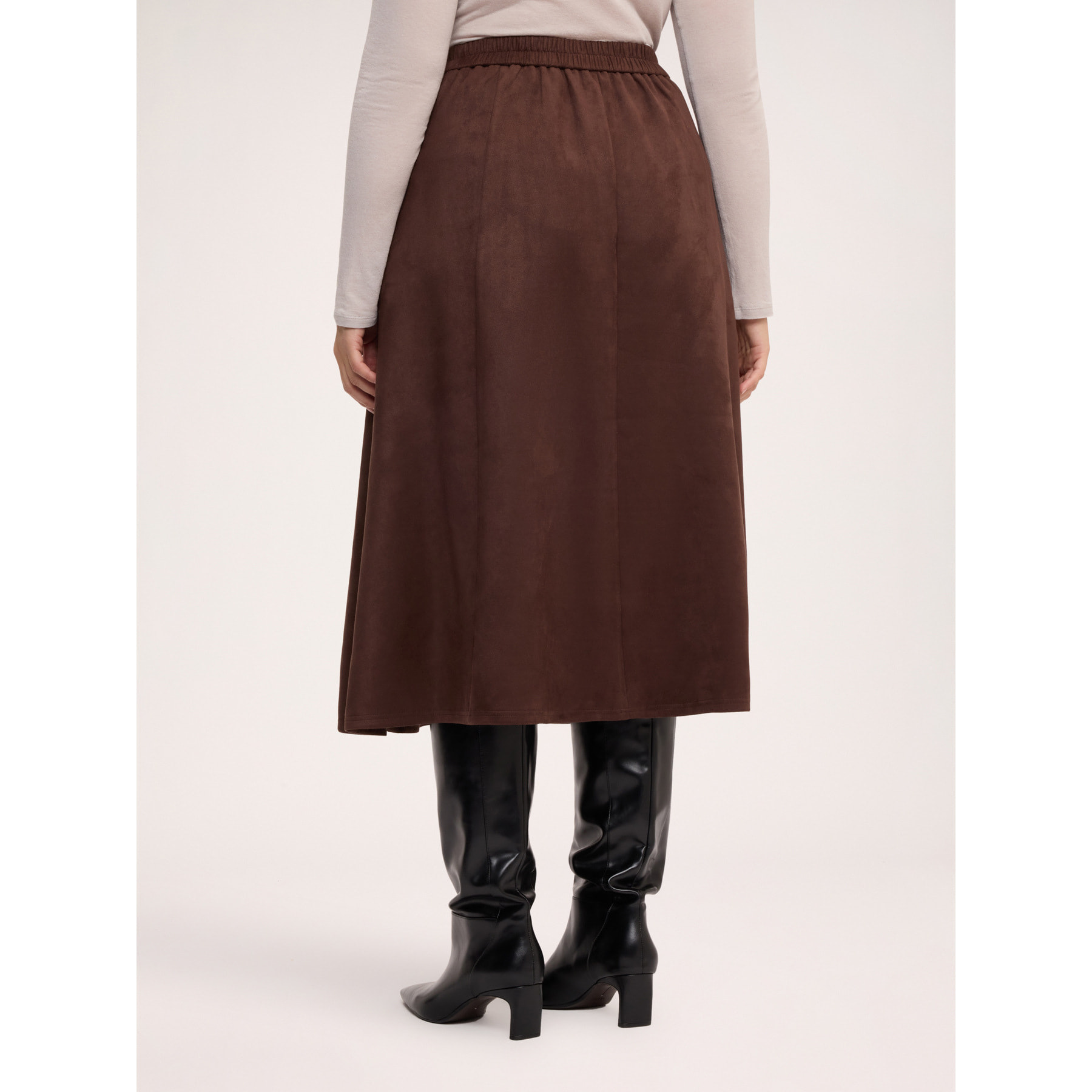 Fiorella Rubino - Gonna lunga soft touch svasata - Marrone