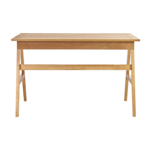 Bureau design avec rangements 2 tiroirs bois clair hévéa L120 cm BROOK