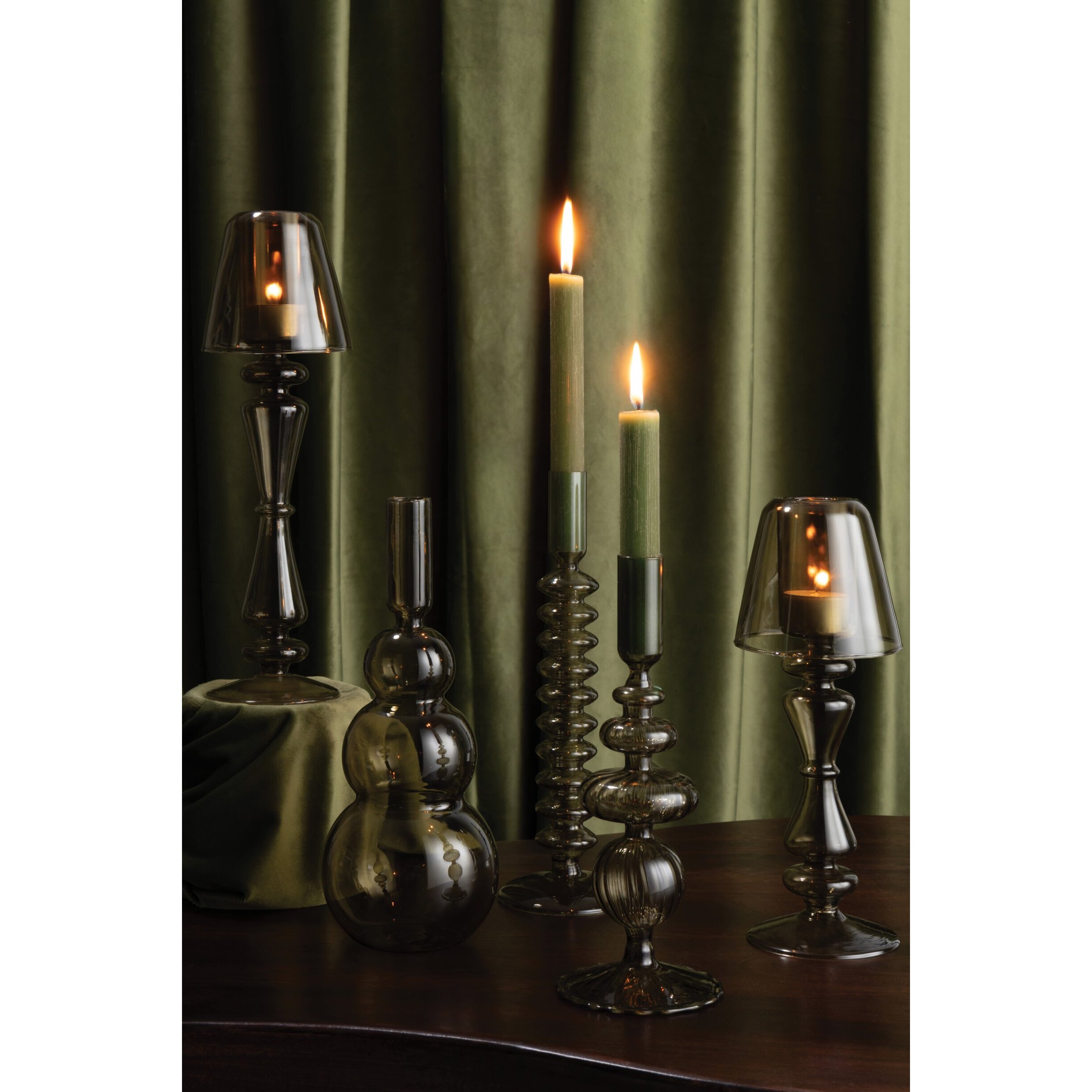 J-Line vase bulles - verre - vert olive