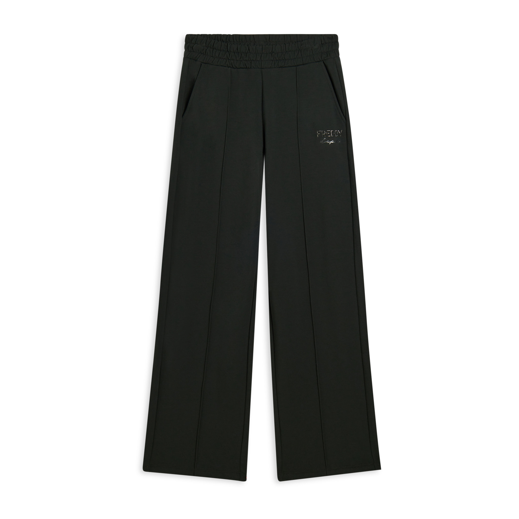 Pantaloni wide leg con cucitura centrale decorativa
