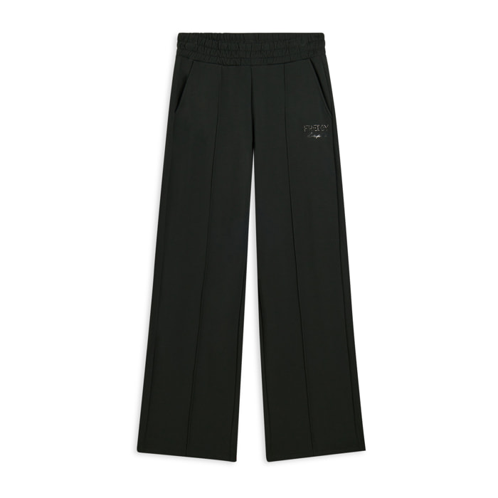 Pantaloni wide leg con cucitura centrale decorativa