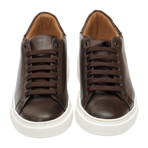 Sneakers stringate in vera pelle