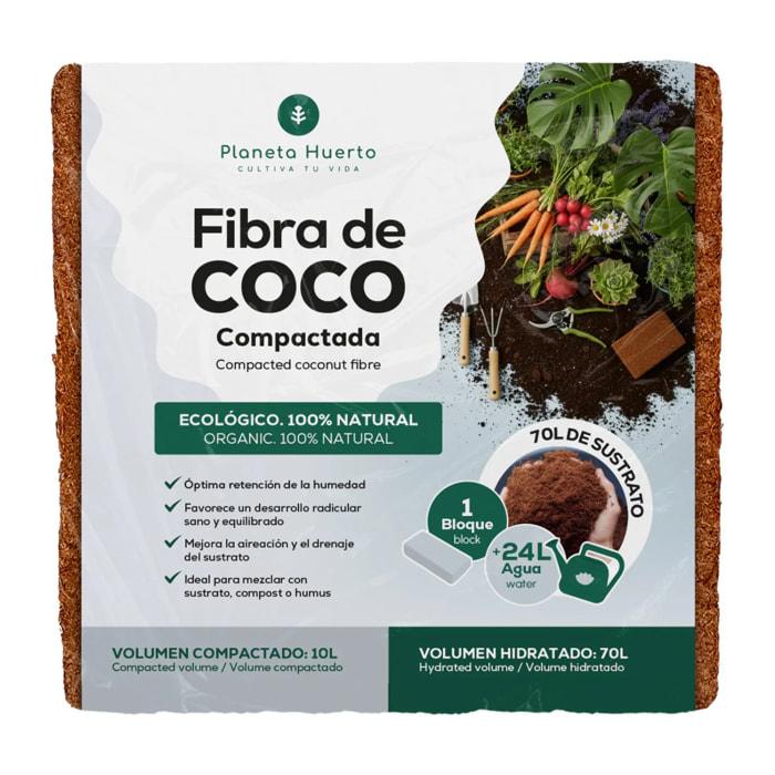 Sustrato Fibra de Coco Planeta Huerto 70 Litros